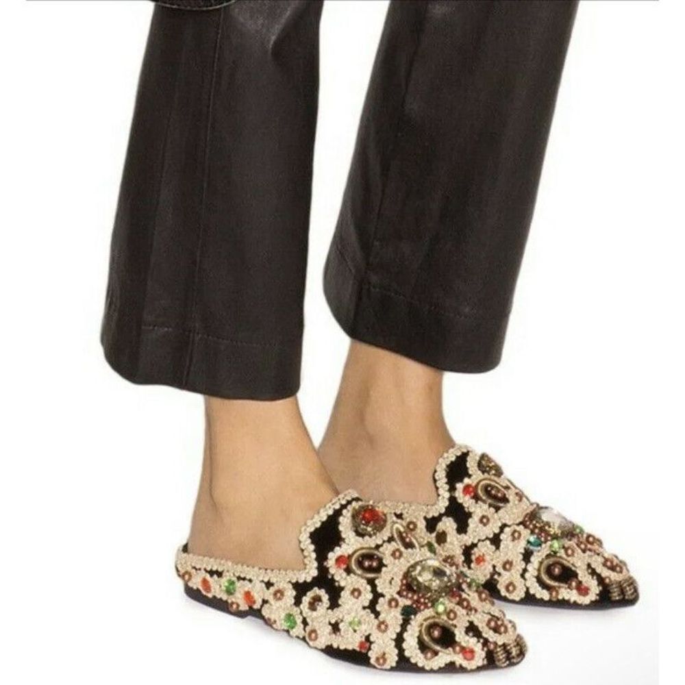 JEFFREY CAMPBELL SARIKA-EMB MULTI GOLD BABOUCHE STYLE FLAT MULES size US 6 New